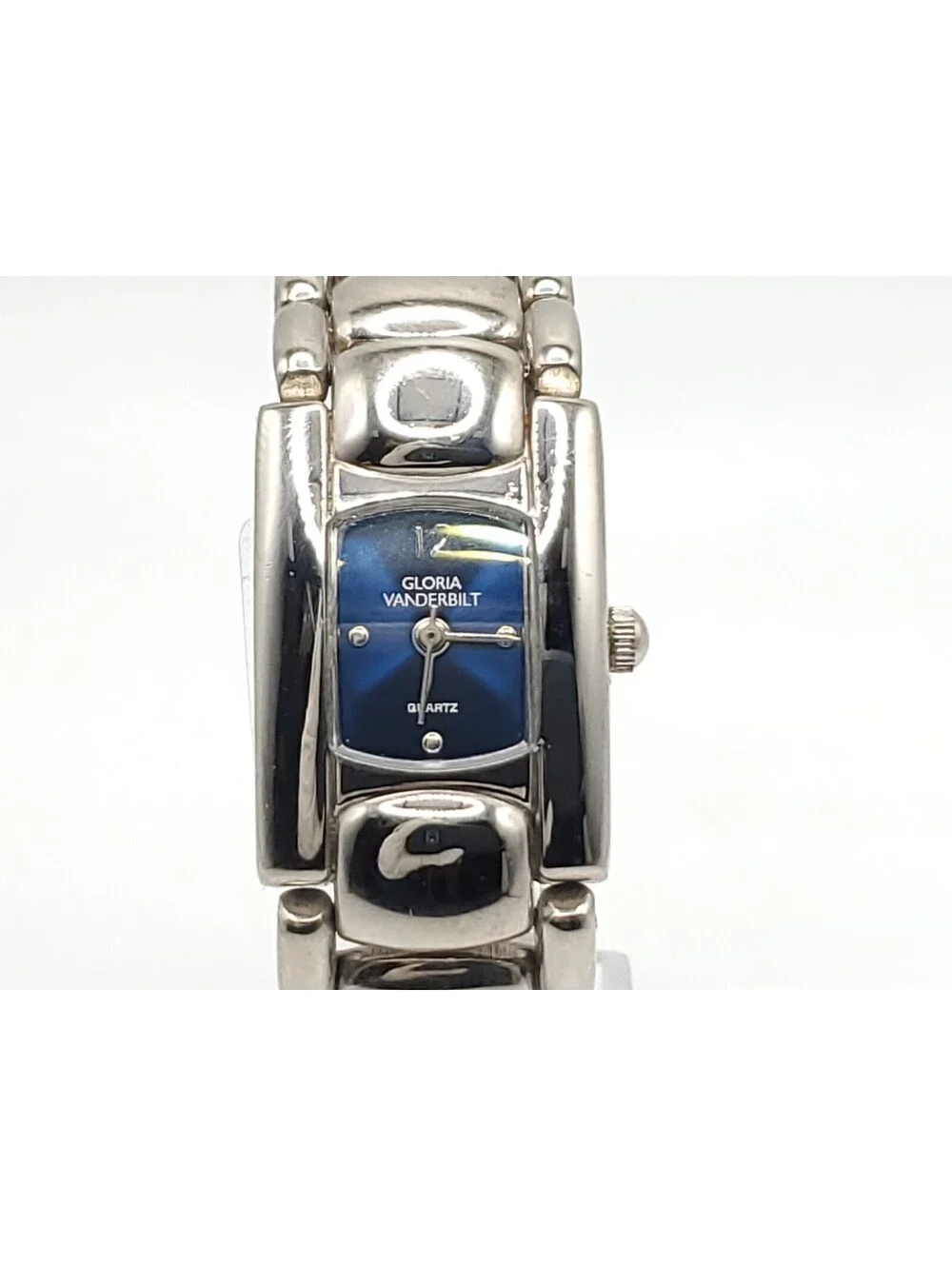 Gloria Vanderbilt Quartz Watch Women New Battery Blue Dial Silver Tone 18mm